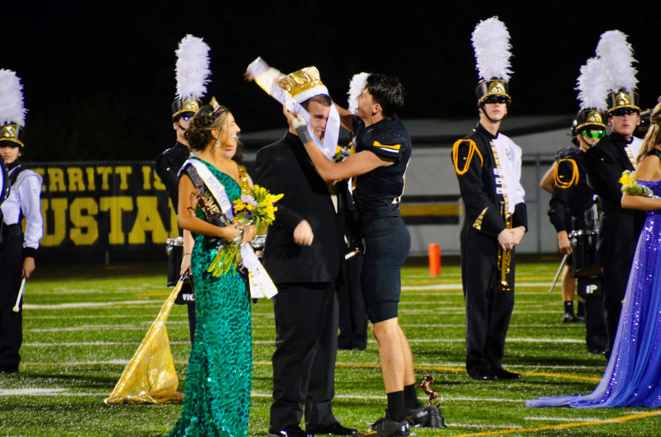 James Verpaele handed his sash and crown over to Parks Finney. (Courtesy Amy Finney)