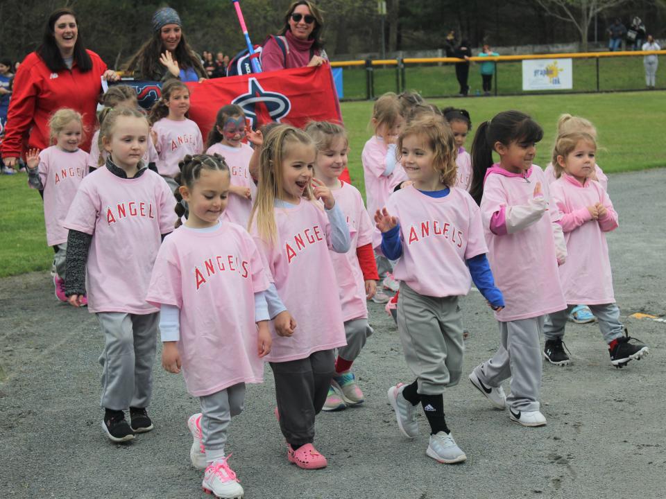 The Instructional Angels are introduced during the 2023 TGSL Opening Day ceremony.