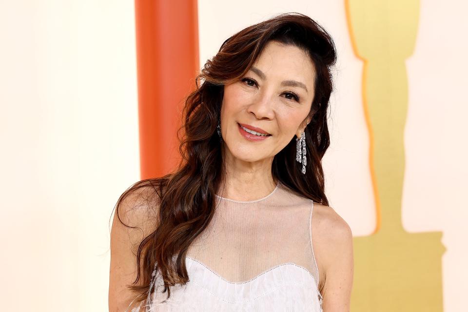 Michelle Yeoh's loose waves were made with the help of hairstyling tools from Bio Ionic.