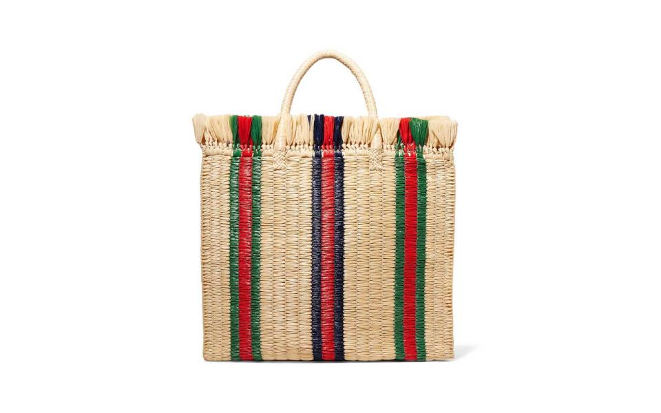 Gucci Striped Raffia Tote