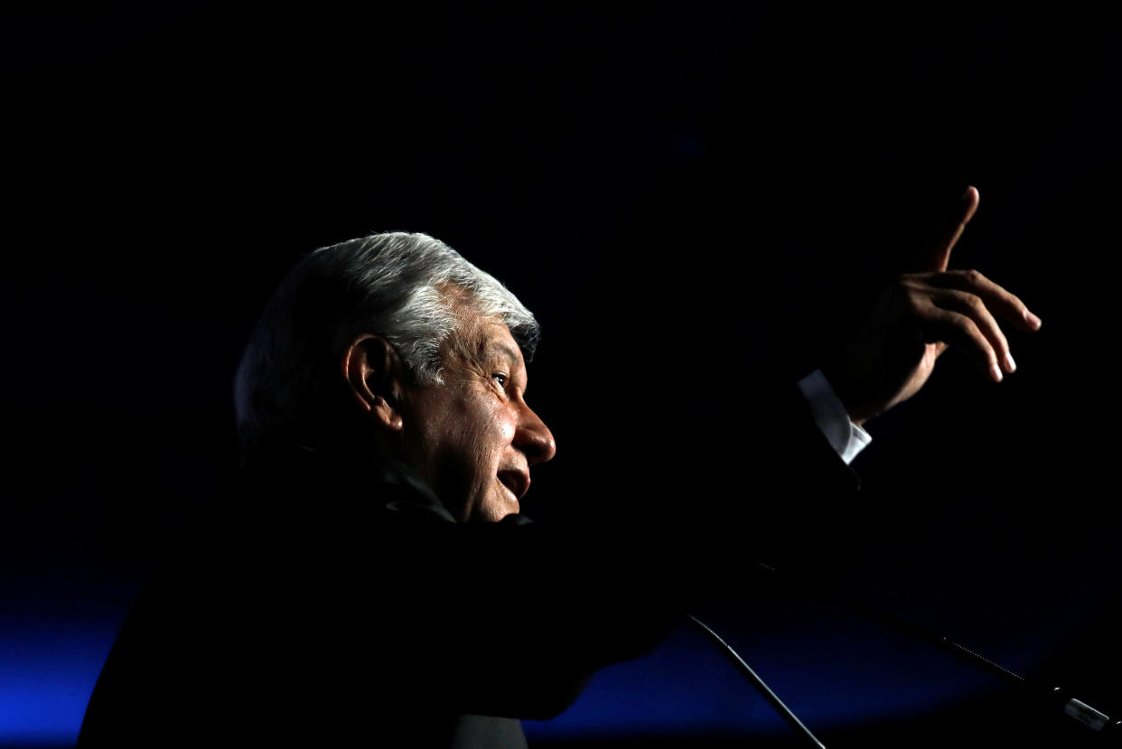 Andrés Manuel López Obrador,, candidato presidencial en México, en un evento el 7 de marzo en la capital del país. | REUTERS/Carlos Jasso