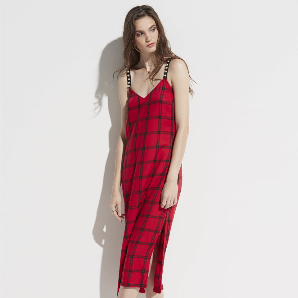 A plaid dress with embellished strap from Kohl’s k/lab line. (Photo: Courtesy of Kohl’s)