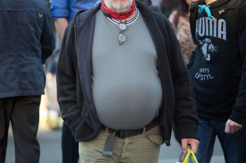 Stock image of an overweight man in London - northern Lincolnshire has higher rates of obesity than England