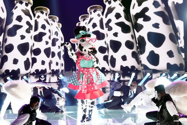 <p> Michael Becker / FOX</p> Cow on the season 10 premiere of 'The Masked Singer.'