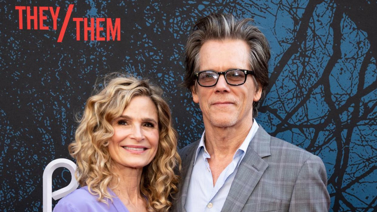 Actors Kyra Sedgwick (L) and Kevin Bacon attend the 2022 Outfest Los Angeles LGBTQ+ Film Festival closing night “They/Them” world premiere at Ace Hotel on July 24, 2022 in Los Angeles, California.