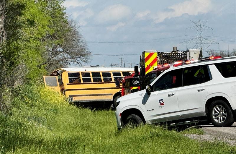A bus with more than 40 people inside rolled over in western Bastrop County off Texas 21 Friday, March 22, 2024. According to law enforcement at least two people were killed including a child.