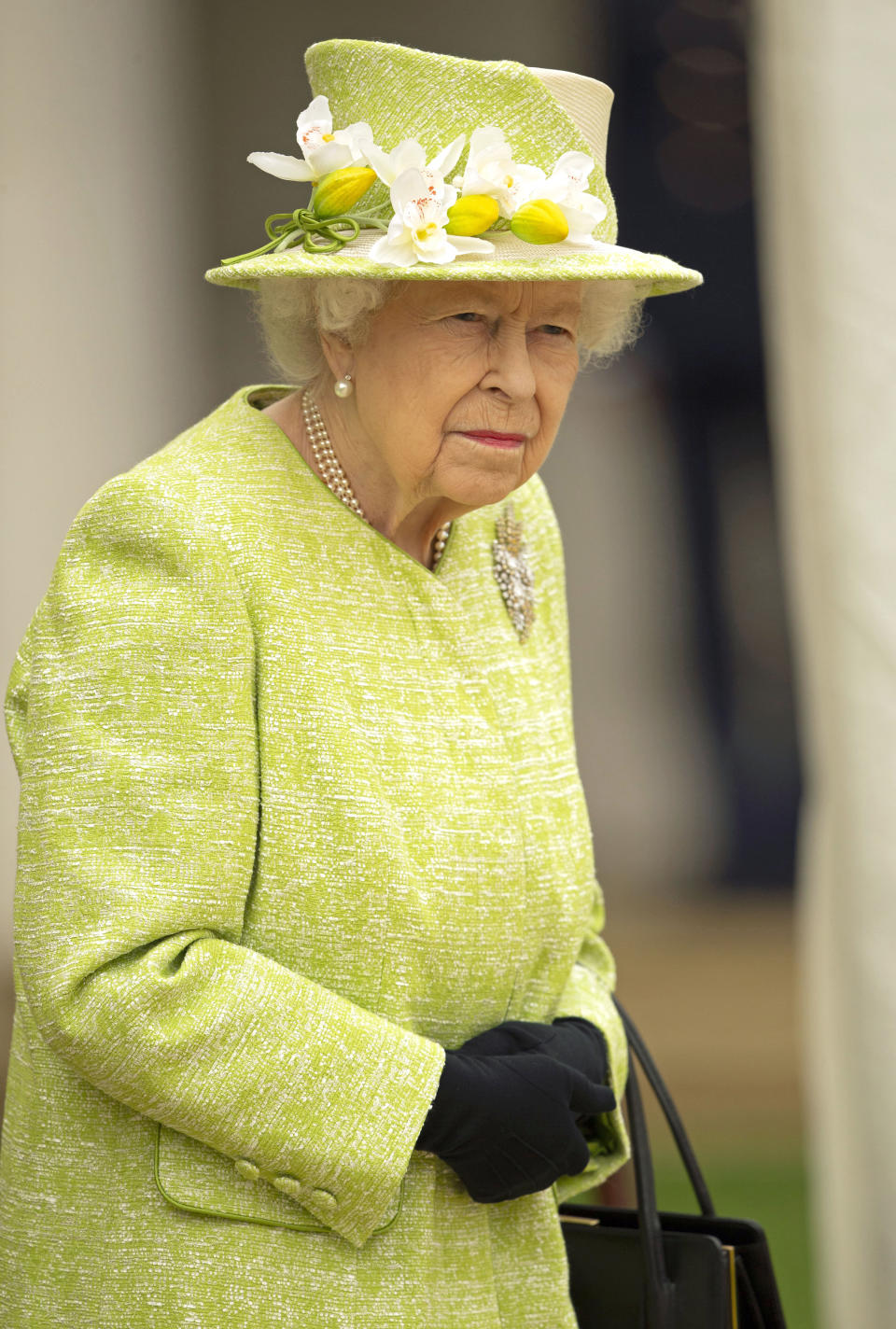 Queen Elizabeth II during a visit to the CWGC Air Forces Memorial in Runnymede, Surrey, to attend a service to mark the Centenary of the Royal Australian Air Force. Picture date: Wednesday March 31, 2021.