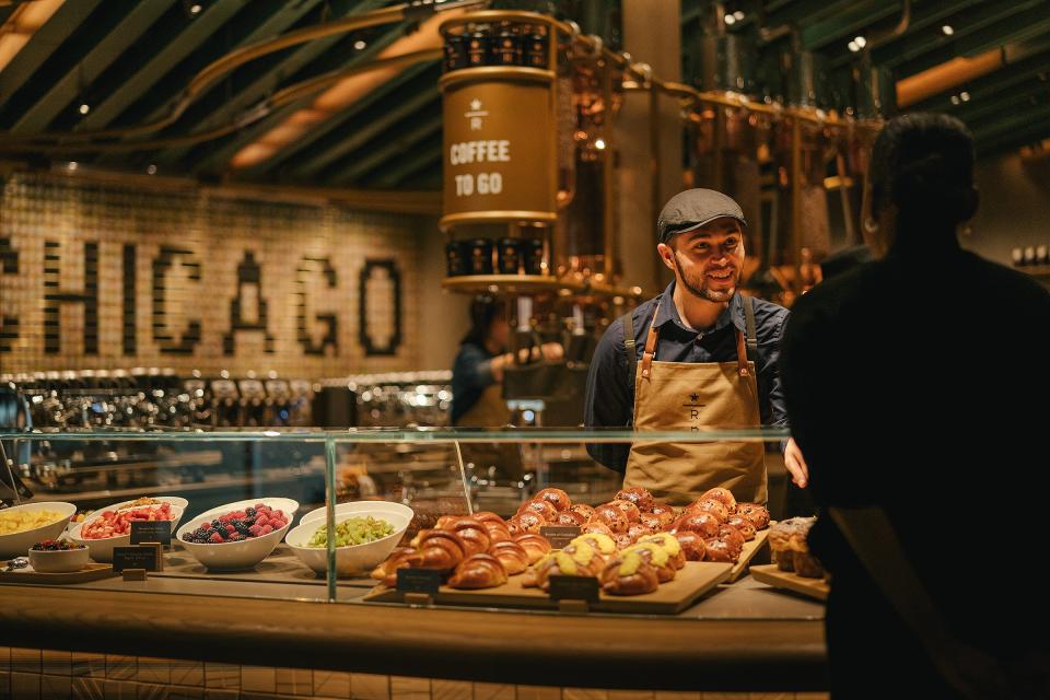 The first floor is the spot for grab-and-go coffees and sandwiches and snacks from Milan-based Princi bakery. Baker Rocco Princi is a longtime partner of Starbucks, and has a standalone bakery/Starbucks coffee shop in Chicago's West Loop.