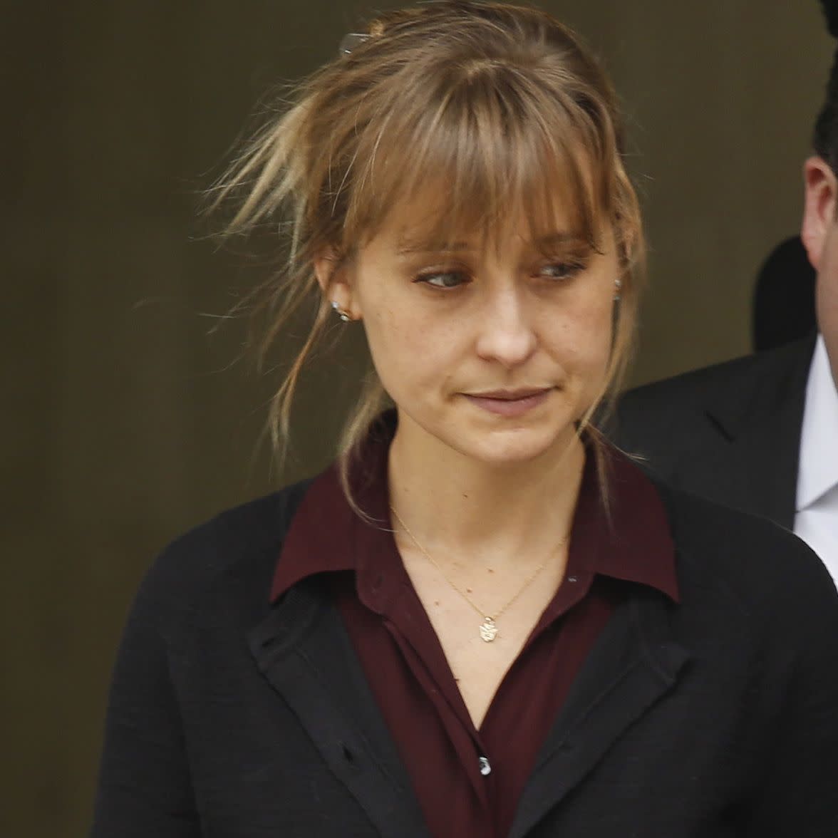 Allison Mack leaves court on May 4, 2018. (Photo: Bebeto Matthews/AP)