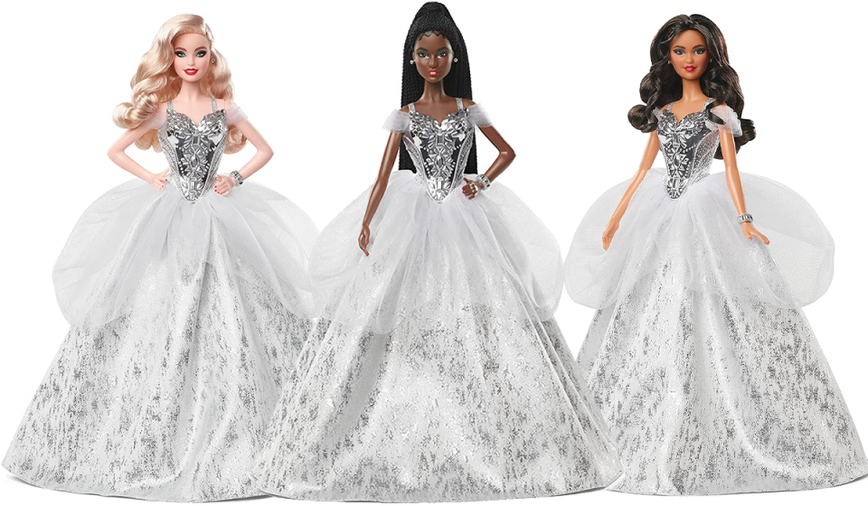 The 2021 Holiday Barbies are here — but they may not stick around long. (Photos: Amazon)