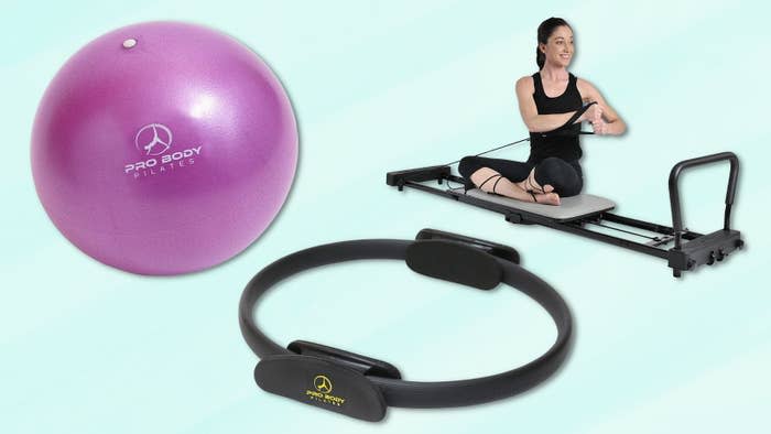 A ProBody Pilates mini exercise ball, ProBody Pilates ring and Stamina AeroPilates reformer 287