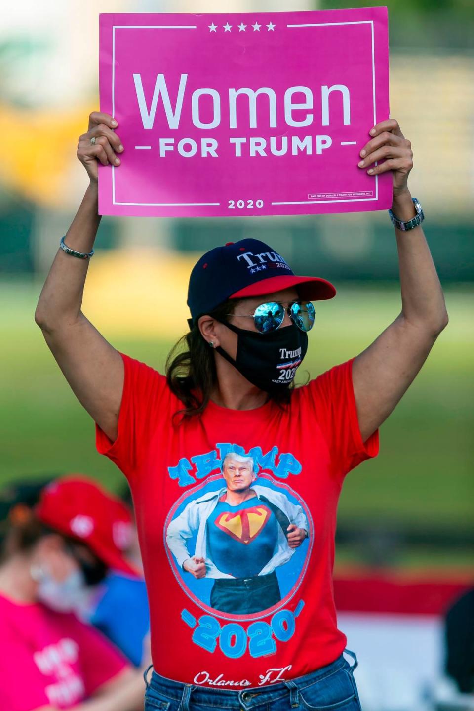 Supporters attend a Vice President Mike Pence campaign rally near the Cuban Memorial Monument in Tamiami Park on Thursday, October 15, 2020 in Miami, Florida.