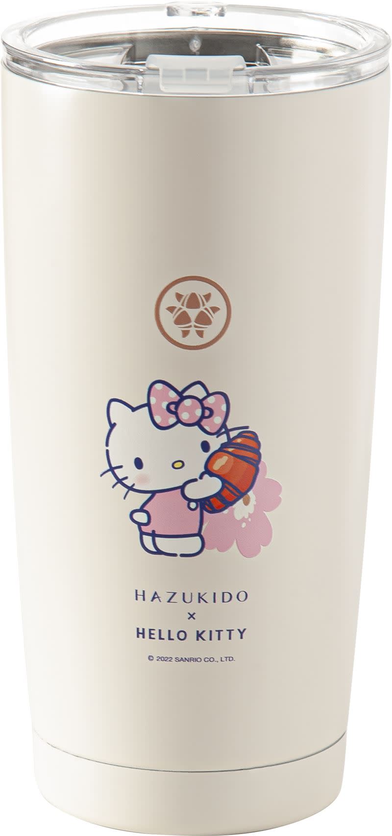 HAZUKIDO X Hello Kitty 聯名手提袋、HAZUKIDO X Hello Kitty 聯名酷冰杯。（圖／八月堂提供）