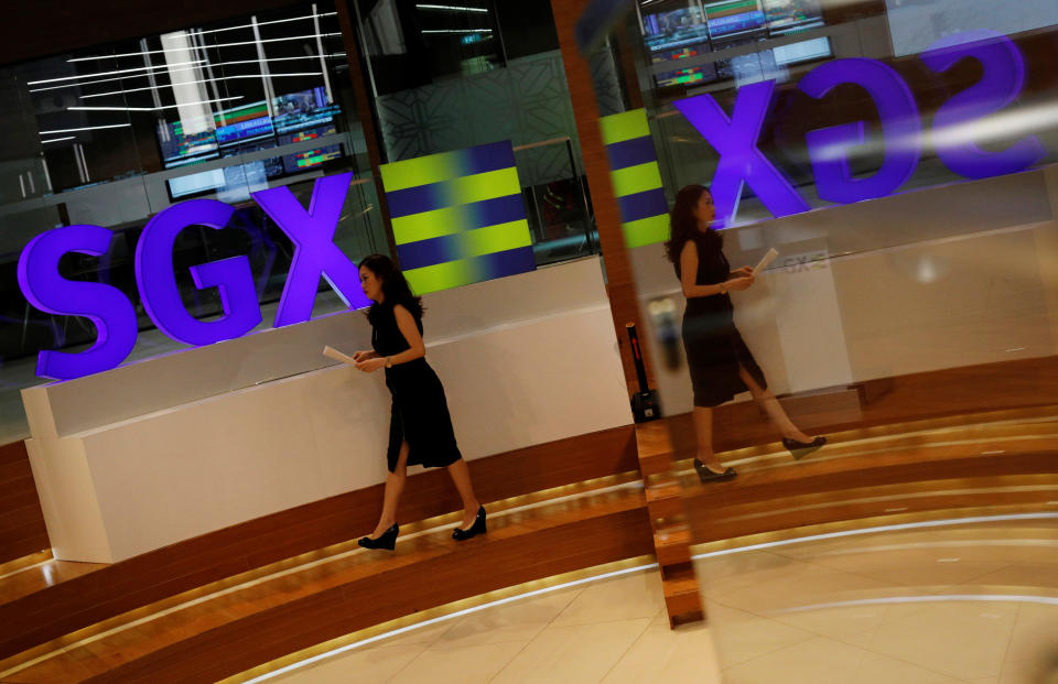 An SGX sign is pictured at Singapore's stock exchange July 19, 2017. REUTERS/Edgar Su