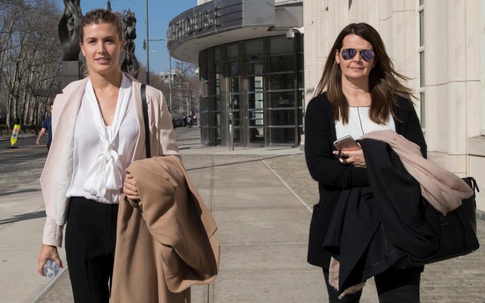 Eugenie Bouchard (left) leaving Brooklyn Federal Court with her mother - AP