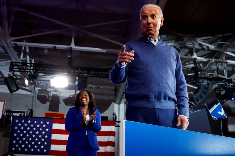 FILE PHOTO: U.S. President Biden attends a campaign event at Strath Haven Middle School in Wallingford