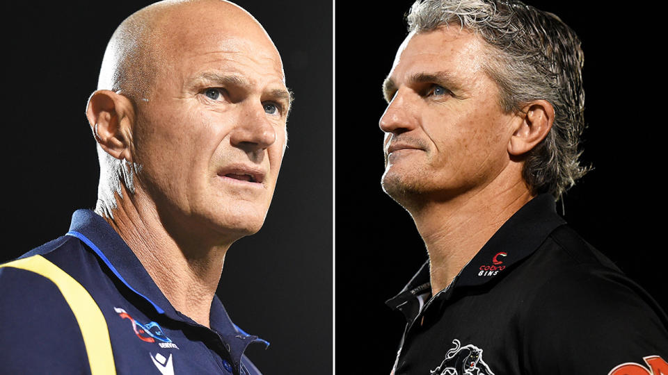 Parramatta coach Brad Arthur and Penrith counterpart Ivan Cleary were at odds over the treatment from the referee after the Panthers' thrilling NRL semi-final win. Pictures: Getty Images