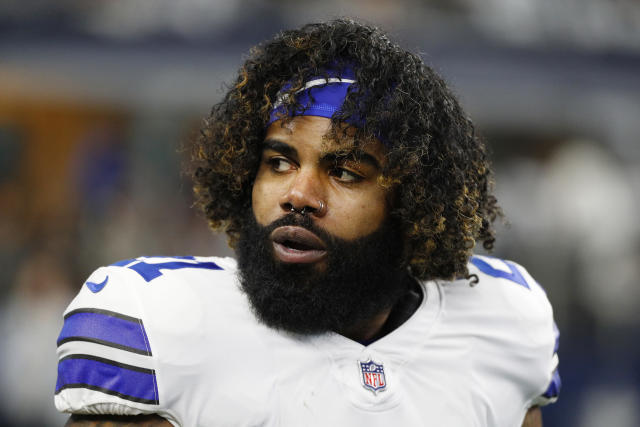 Ezekiel Elliott technically could return to the Dallas Cowboys on a cheaper deal, but that feels unlikely. (Photo by Richard Rodriguez/Getty Images)
