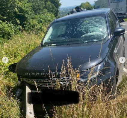 John Bishop shared a picture of his crashed car. (Instagram)