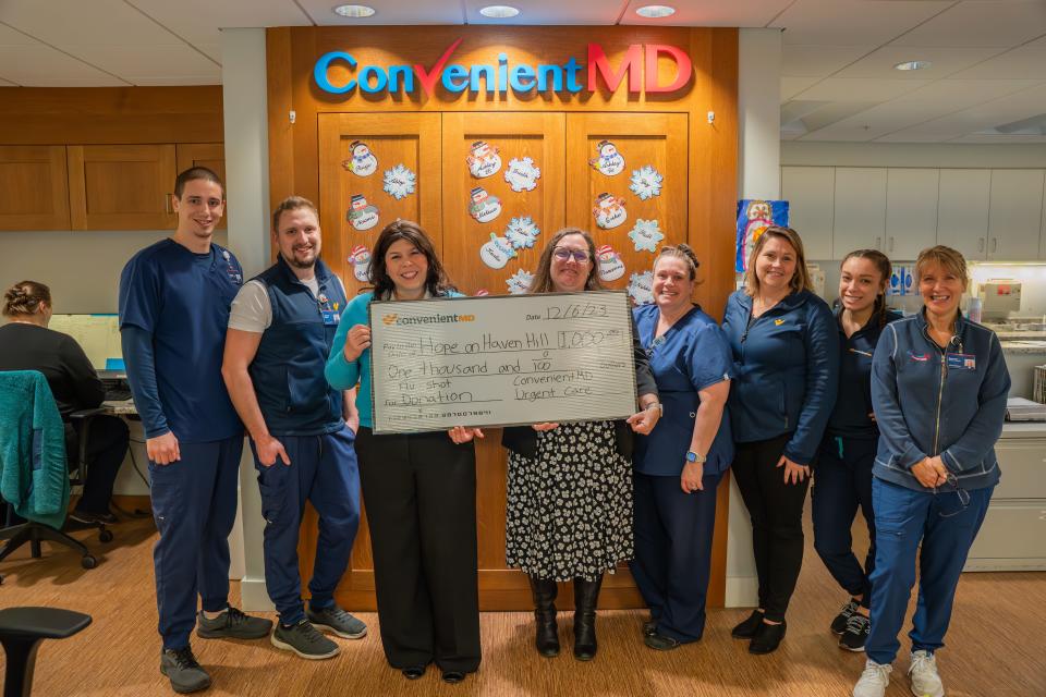 ConvenientMD presents its donation check to Hope on Haven Hill