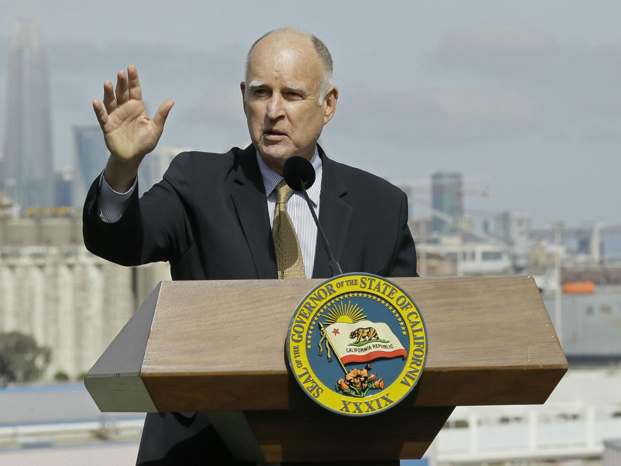California Gov Jerry Brown, seen here on Sept. 29, 2017, in San Francisco, has struck a blow against the Trump administration's deportation efforts: AP Photo/Eric Risberg