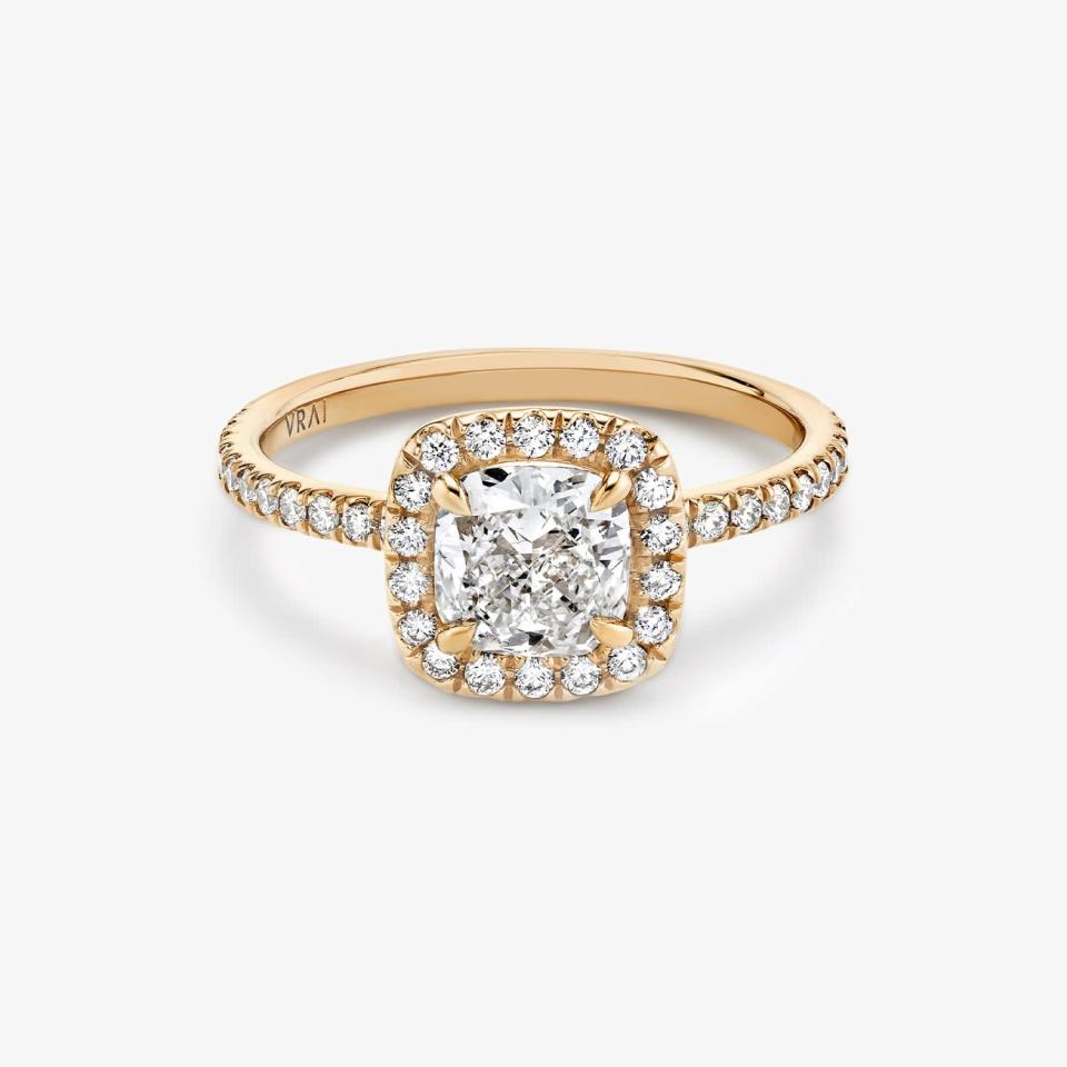 <p><span>VRAI The Halo Engagement Ring</span> ($1,550)</p>