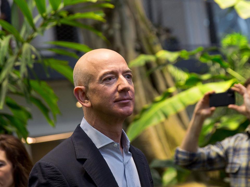 Amazon Chief Executive Officer Jeff Bezos Tours The Spheres On Opening Day (PHOTO: Bloomberg)