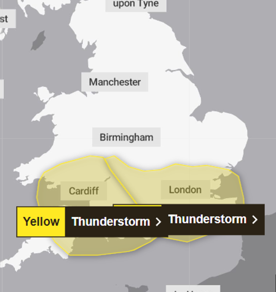 Two yellow weather warnings are in place on Wednesday (Met Office)