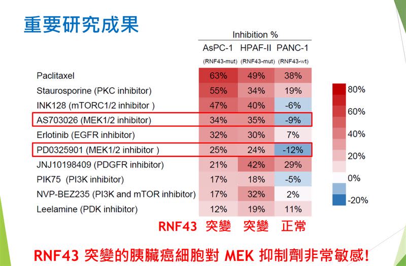 國衛院發現，透過共同使用MEK抑制劑與WNT抑制劑，能有效抑制胰臟癌腫瘤的生長（圖／國衛院提供）