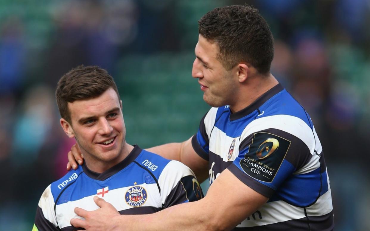 George Ford (L) and Sam Burgess in happier times for Bath in January 2015 - GETTY IMAGES