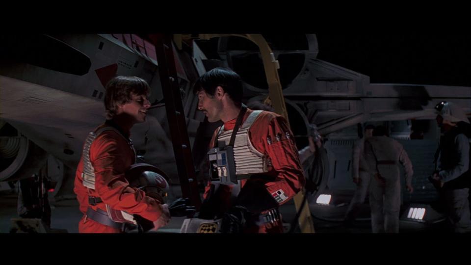 Luke (Hamill) and Biggs (Hagon) meet again before blowing up the Death Star (Photo: Lucasfilm)