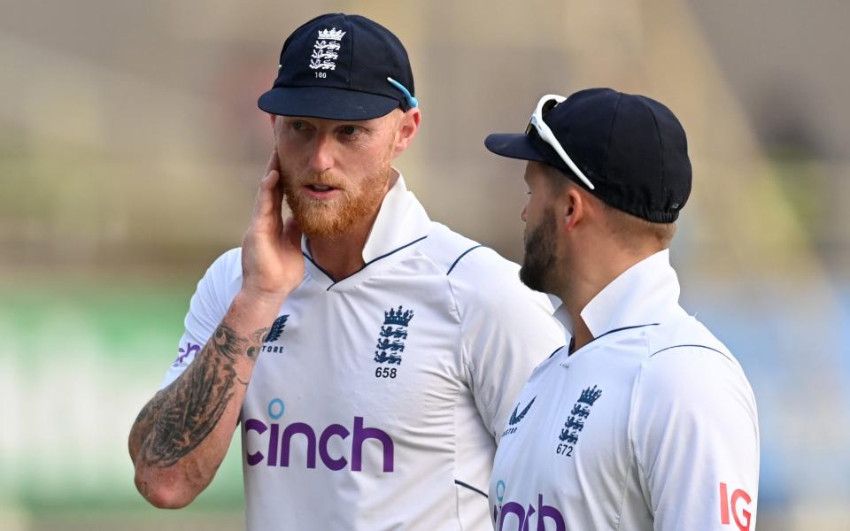 Ben Stokes chatting to Ben Duckett