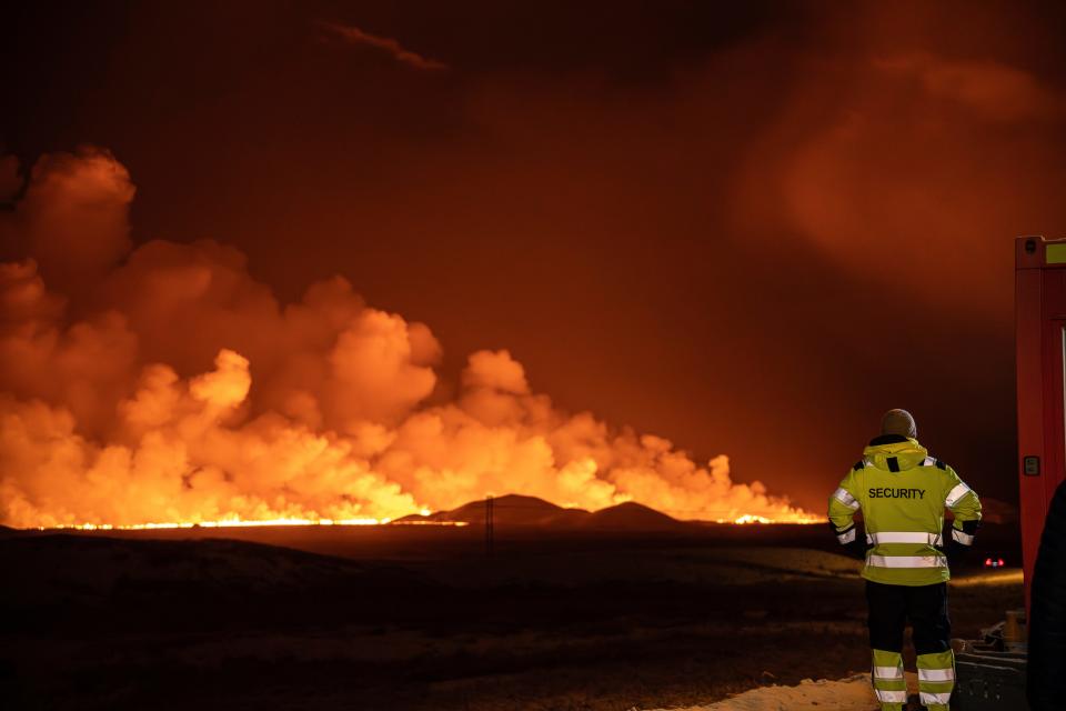 A volcanic eruption is seen turning the sky orange in Grindavik on Iceland's Reykjanes Peninsula, Monday, Dec. 18, 2023. Could this happen in Mississippi?