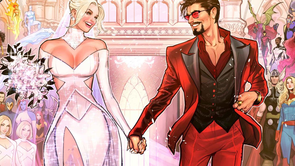  Emma Frost and Tony Stark tie the knot. 