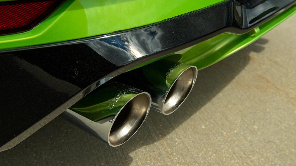 Close-up on car exhaust.