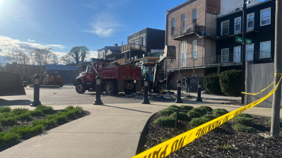 A roof was blown off an apartment building in Allegan. (April 12, 2024)