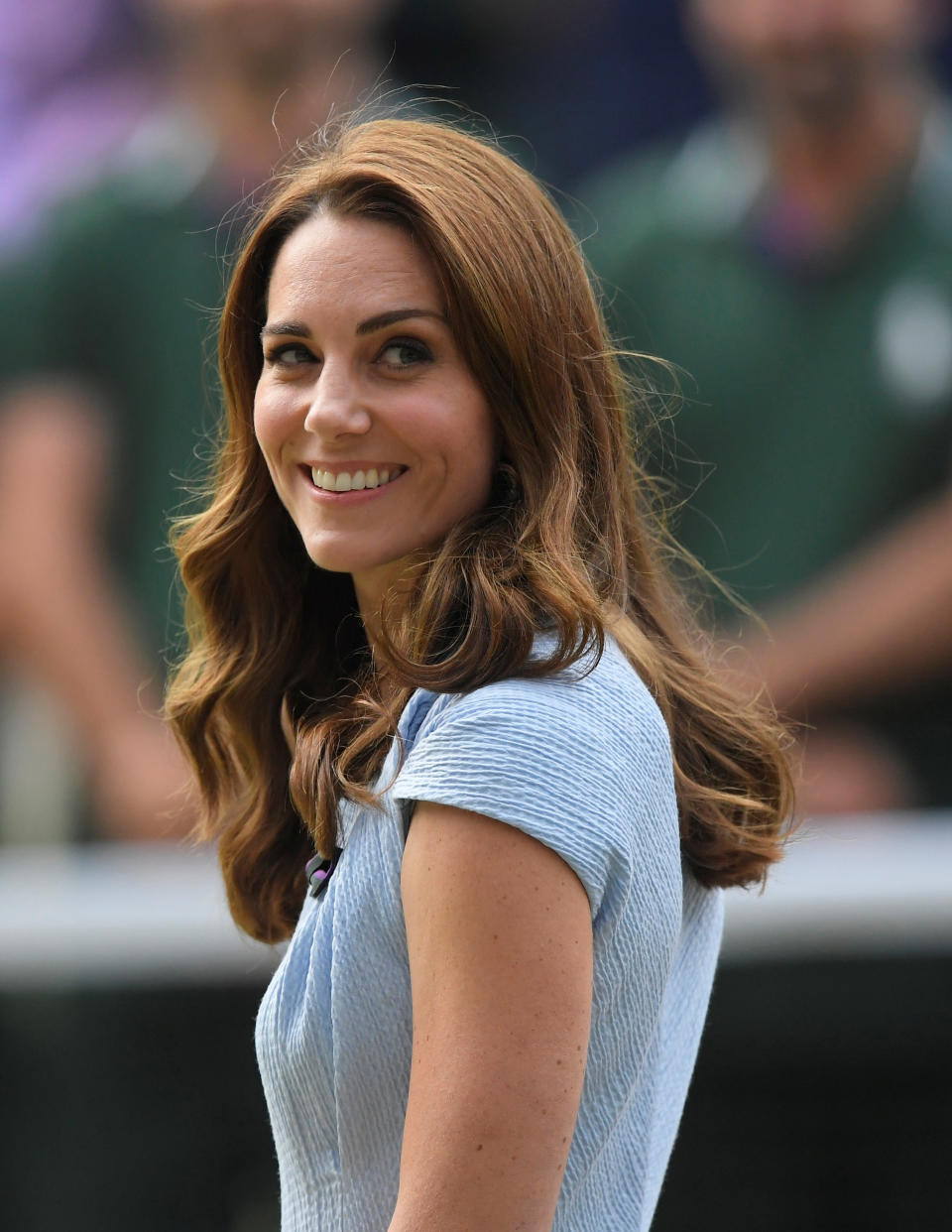 Tennis - Wimbledon - All England Lawn Tennis and Croquet Club, London, Britain - July 14, 2019  Britain's Catherine, Duchess of Cambridge before presenting the trophies for the final between Serbia's Novak Djokovic and Switzerland's Roger Federer  REUTERS/Toby Melville