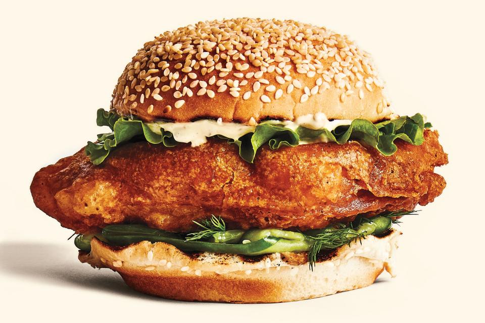 Fried Fish Sandwiches with Cucumbers and Tartar Sauce