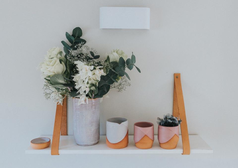 DIY Leather Strap Shelf