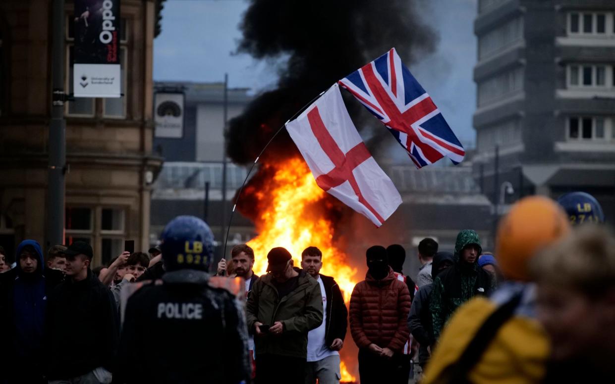 Police and rioters clash in Sunderland