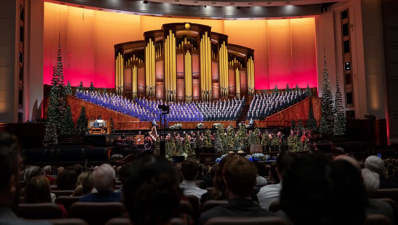 The Tabernacle Choir sings during the First Presidency’s Christmas Devotional at the Conference Center in Salt Lake City on Sunday, Dec. 4, 2022.