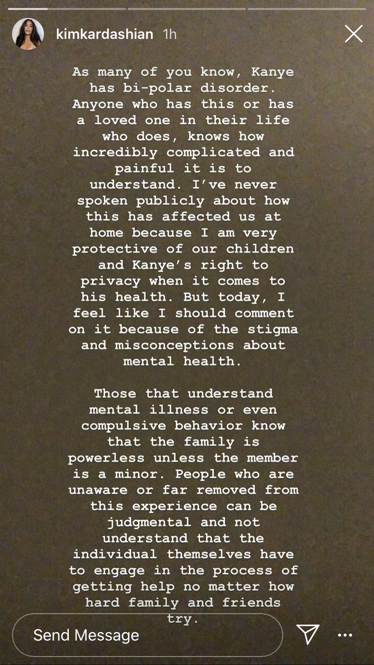 Kim Kardashian speaks out on Kanye West's bipolar disorder