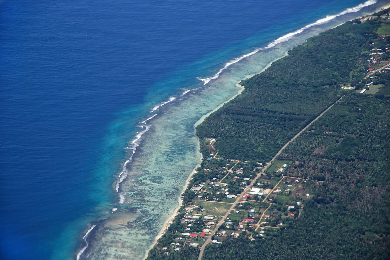 Aerial view of Tongatapu island coastline in Tonga. Tongatapu is the main island of the Kingdom of Tonga. (Getty Images)