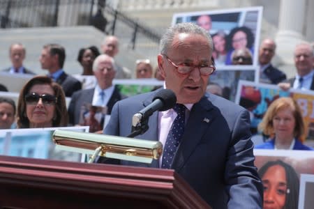 U.S. House Speaker Pelosi and Senator Schumer lead fellow congressional Democrats for remarks on health care on the steps of the U.S. Capitol in Washington