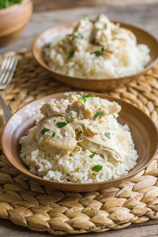 <strong>Get the <a href="https://lovelylittlekitchen.com/easy-creamy-crockpot-chicken-rice/" target="_blank">Easy Creamy Crockpot Chicken and Rice</a> recipe from Lovely Little Kitchen</strong>