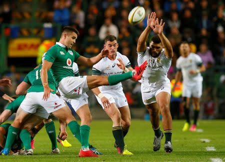 Rugby Union - Rugby Test - Ireland v South Africa - Cape Town South Africa - 11/06/16. Ireland's Conor Murray kicks. REUTERS/Mike Hutchings