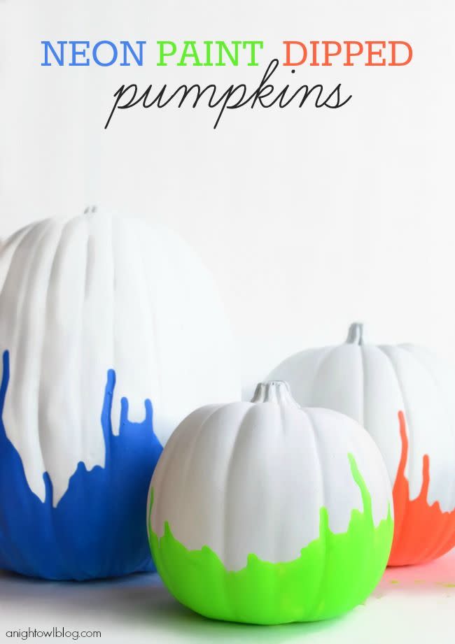 Neon Paint Dipped Pumpkin