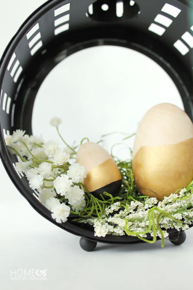 Gold-Dipped Wooden Easter Eggs