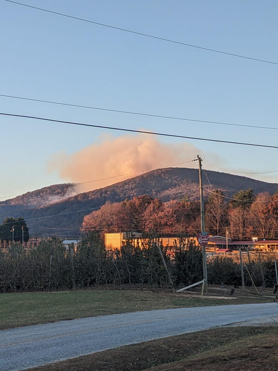 Brian Merrell took this photo of the brush fire on Nov. 3 from his home near Justus Orchards.