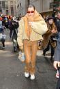 <p>Bella Hadid is seen outside <a href="https://fave.co/2TYMBJx" rel="noopener" target="_blank" data-ylk="slk:Michael Kors;elm:context_link;itc:0;sec:content-canvas" class="link ">Michael Kors</a> on February 13, 2019 in New York City.</p>